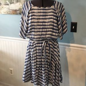 Navy blue and cream flowy dress