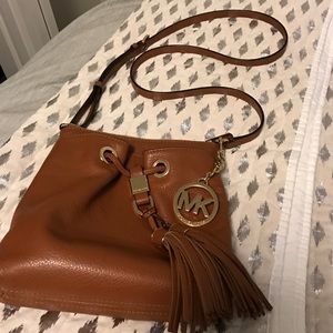 Michael Kors brown leather cross body purse