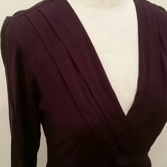 Nicole Miller plum long sleeve v-neck dress