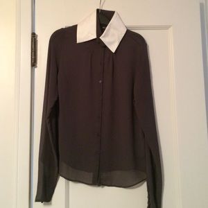Karl Lagerfeld Sheer Gray Button Down