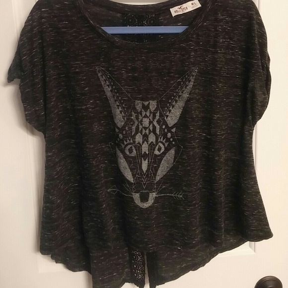 Hollister rolled-sleeved black/white space-dyed T