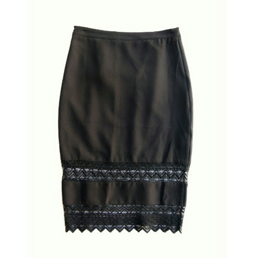NWT// Miss Love Lace Embellished Pencil Skirt