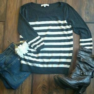 Loft striped grey sweater