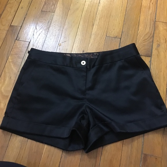 black satin shorts