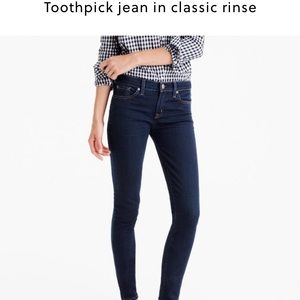 JCrew Toothpick jean in classic rinse