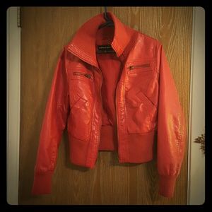 Red Leather Biker Jacket