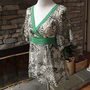 Anthropologie shirt with green detailing