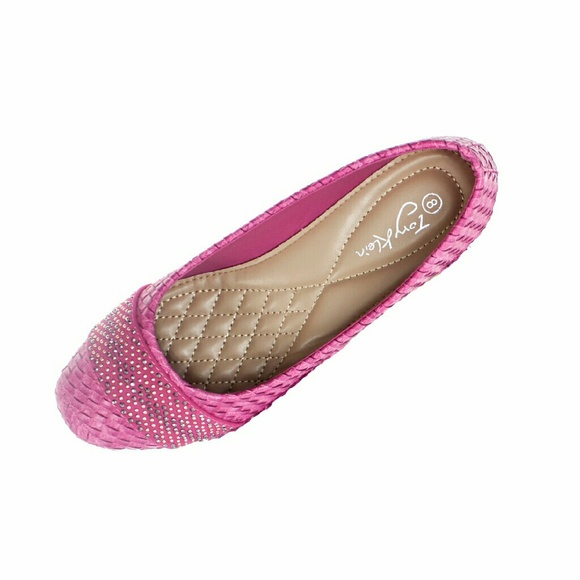 Women Ballerina Wedge Pumps, b-1400W, Fuchsia - Picture 3 of 5