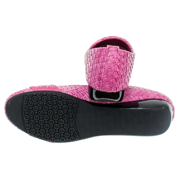 Women Ballerina Wedge Pumps, b-1400W, Fuchsia - Picture 4 of 5