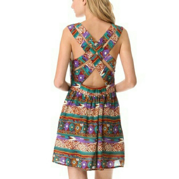 MINKPINK Woodstock cross back print dress - Picture 1 of 4