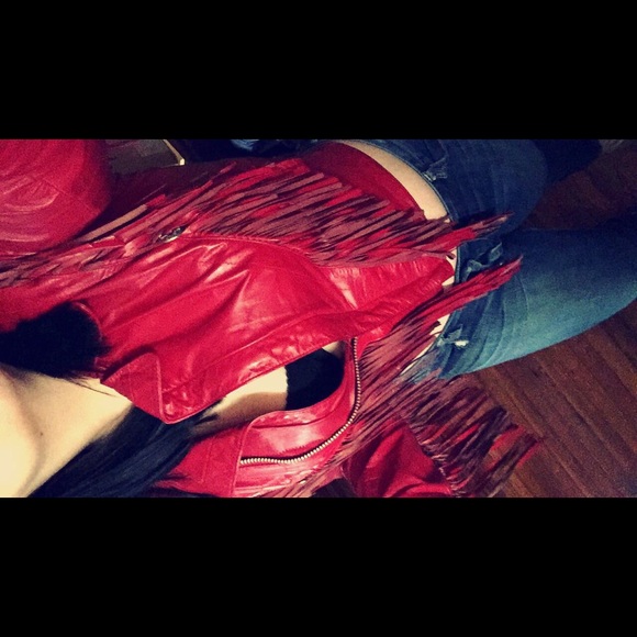 Berman's vintage 80's red leather riding jacket