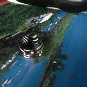 Pandora oxidized silver &14kt 8.5 ring