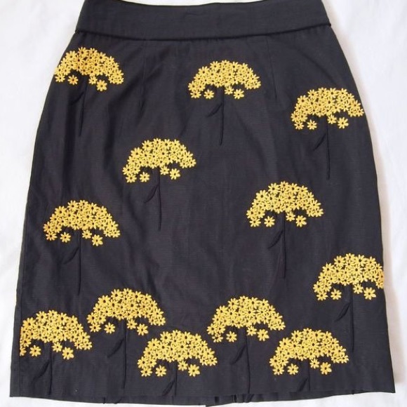 Anthropologie Floreat Flower Skirt Black