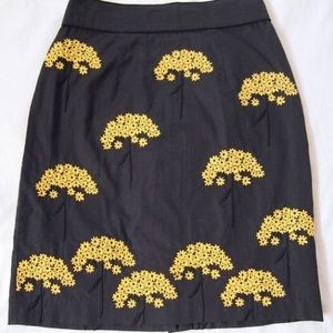 Anthropologie Floreat Flower Skirt Black