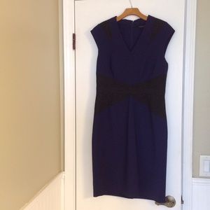 Professional office blue & black dress