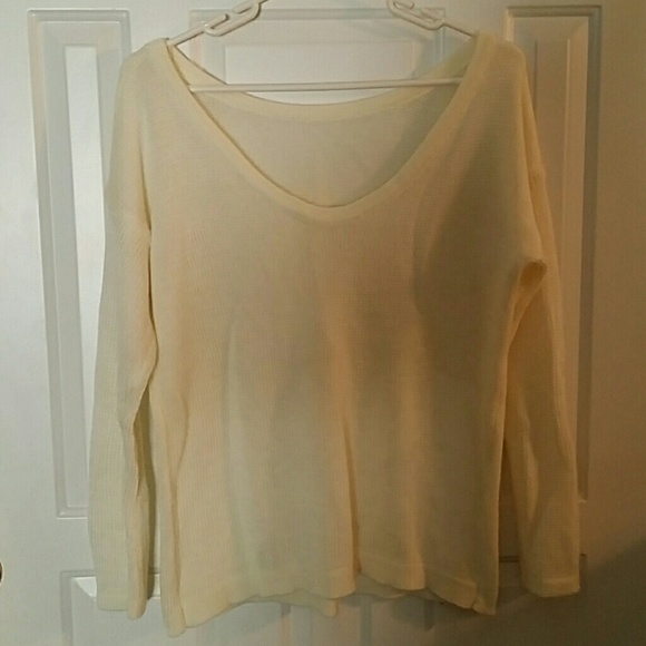 Cream light weight scoop neck sweater