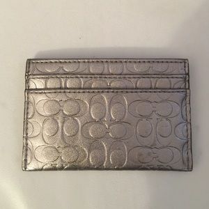 Coach Card Holder Metallic- Silver
