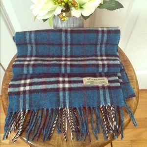 Authentic Burberry Blue Check Fringe Scraf