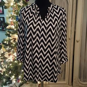 Black and white chevron blouse