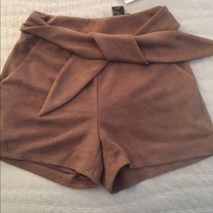 Bloomingdales suede shorts with tie