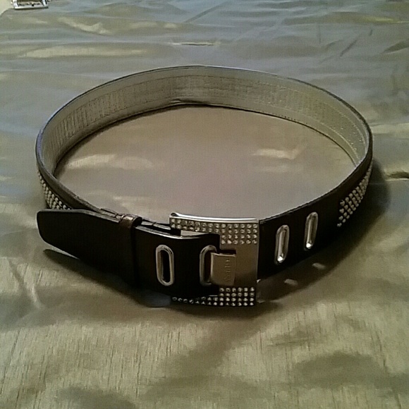 Brown belt with stone detail