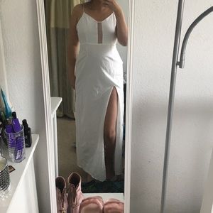 White long slit gown