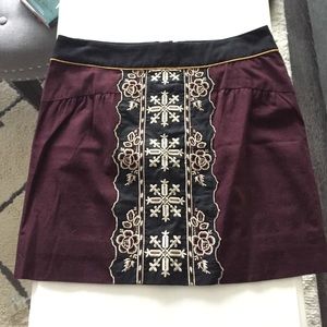 Floreat embroidered burgundy & black skirt - sz 4