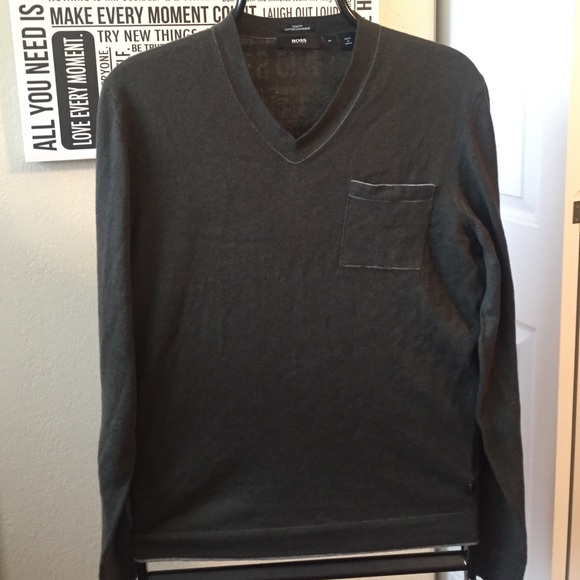Hugo Boss vneck pocket front sweater