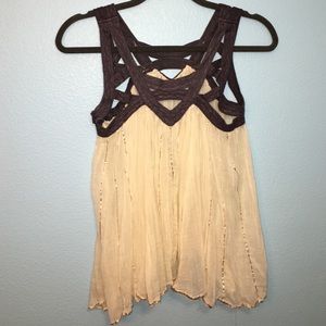 Free People cream and graphite shirt