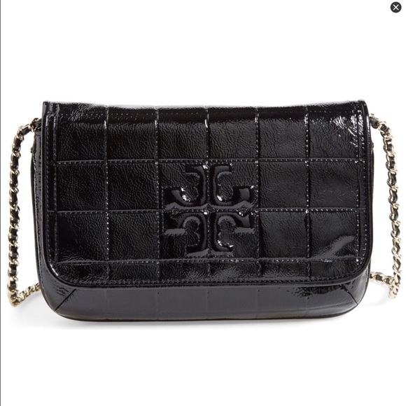 Tory burch Marion quilted patent clutch bag nwt