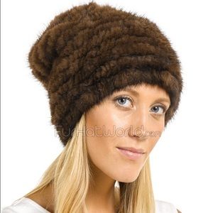 Mink slouchy hat // barely used - looks brand new