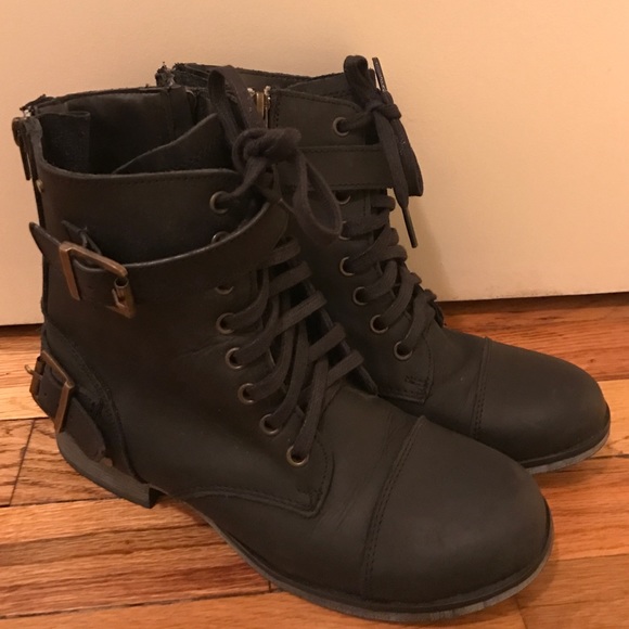 DV Dolce Vita Black Combat Boots with Buckles
