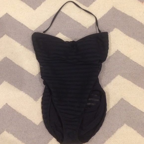 Like-New Black Ralph Lauren Ottoman Mesh Swimsuit