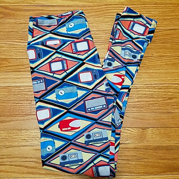 LulaRoe OS Vintage Retro Radio Leggings