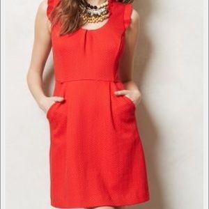 Lovely Red Tabitha Ruffle Dress Anthro