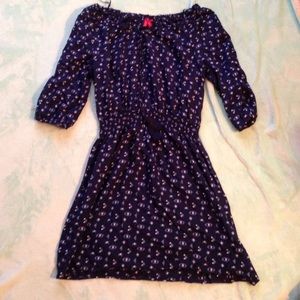 Blue red camel dress
