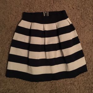 Navy and White Striped Skirt