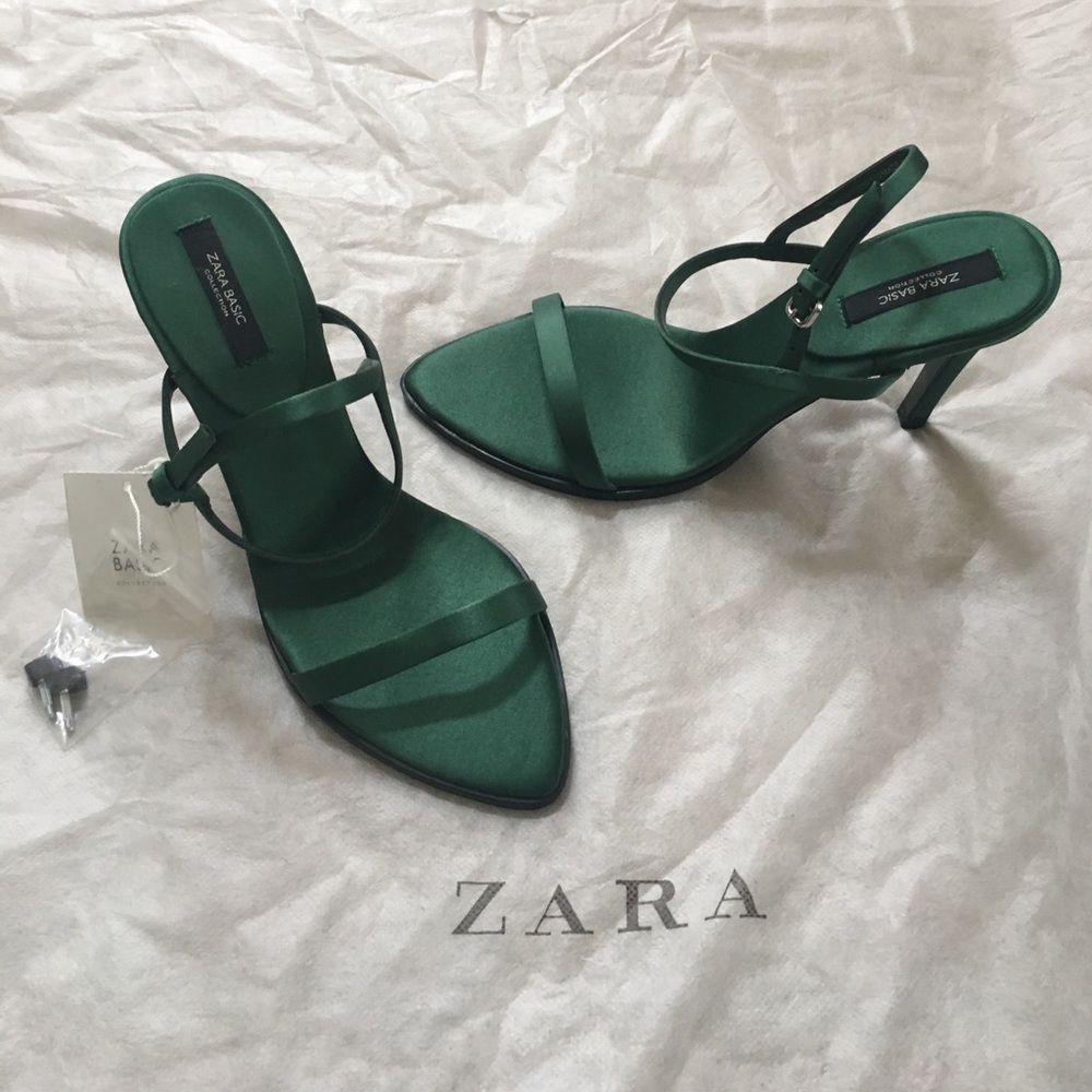 RARE** Elegant ZARA Satin Strappy Heels - Picture 2 of 5