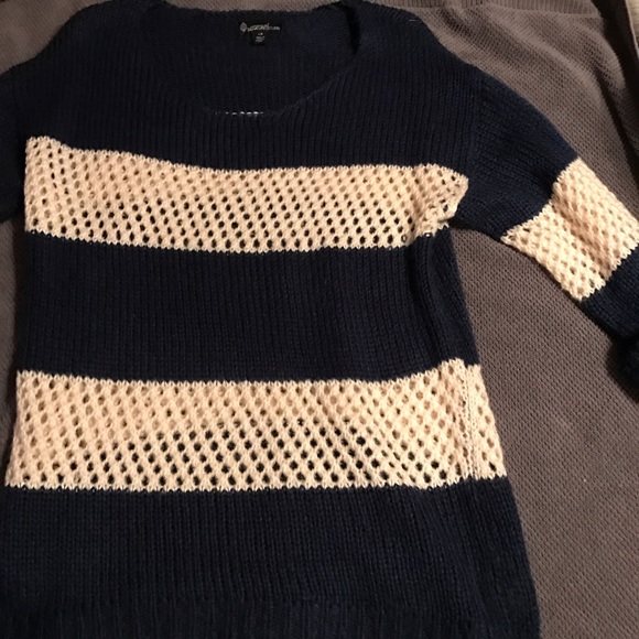 Navy blue and cream sweater