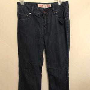 Wide leg, low rise jeans