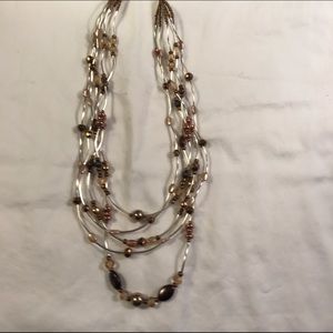 Chico's silver necklaces with brownish beads