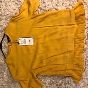 Zara mustard fringe top