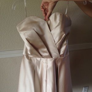 Champagne strapless bridesmaid dress