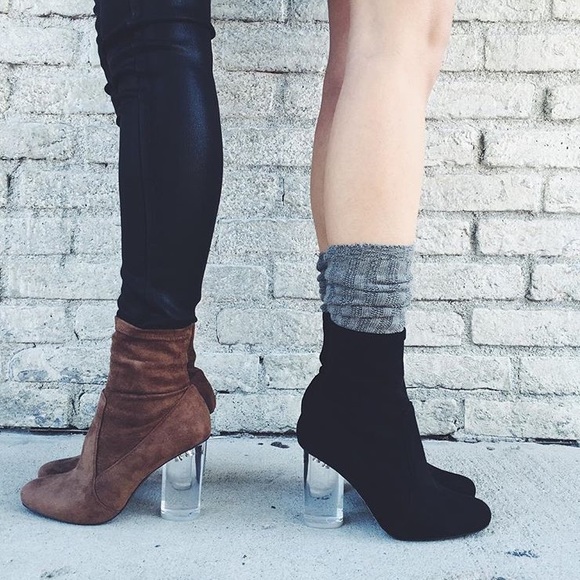 Jeffrey Campbell Shoes - LF Jeffrey Campbell Brown Booties with Lucite Heel