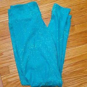 LuLaRoe Splatter OS Teal Leggings