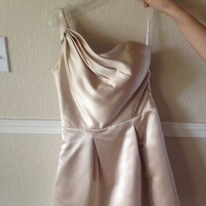 Champagne colored one-strap dress