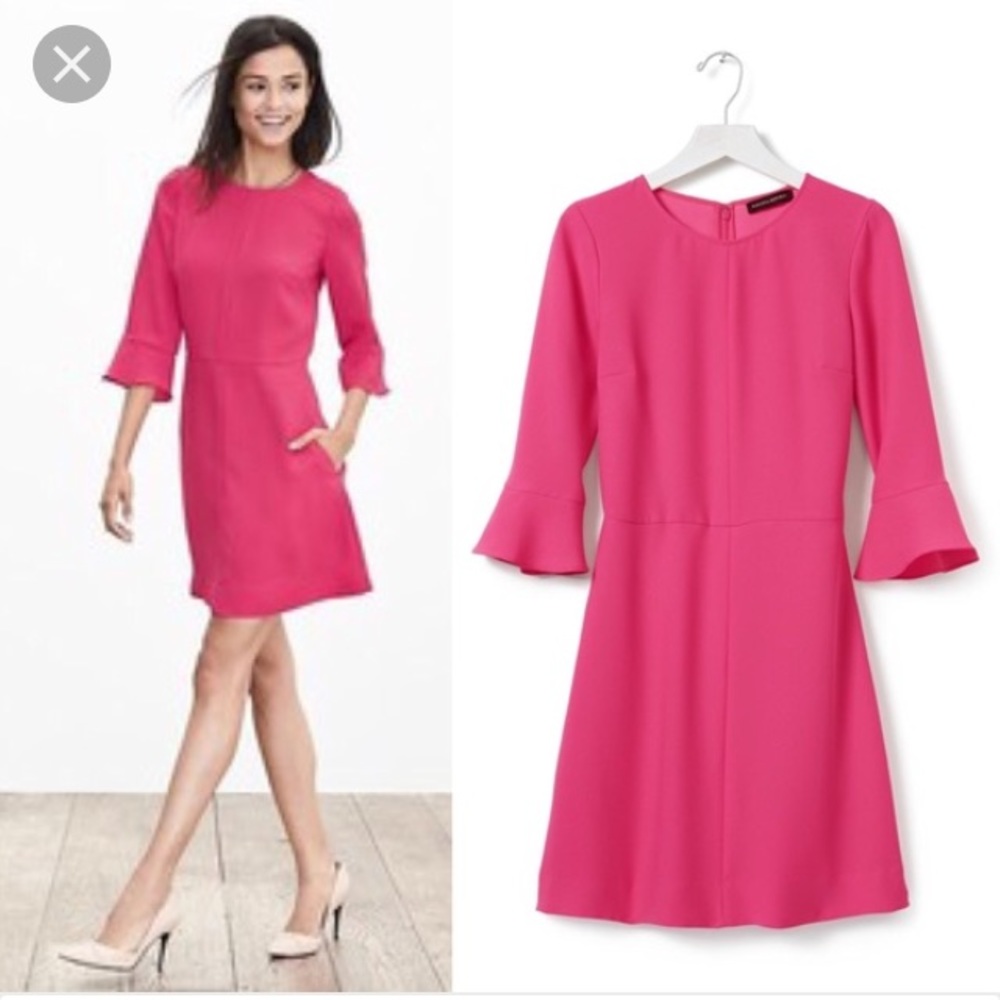 Banana republic bell sleeve pink dress petite