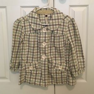 Plaid 3/4 sleeve jacket