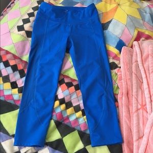 Athleta bright blue crops with mesh