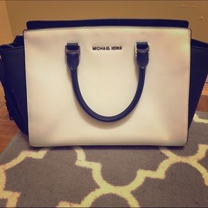 Michael Kors Selma Color-Block Leather Satchel